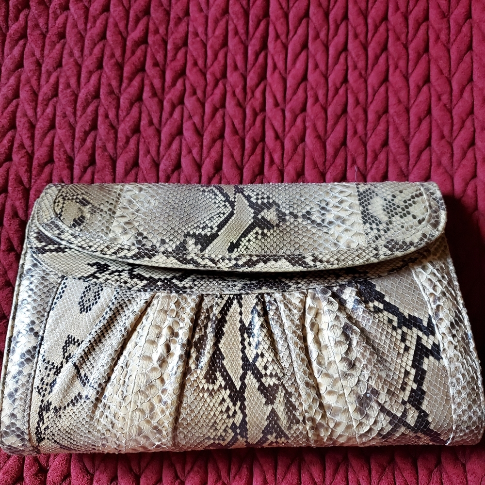 Vintage Genuine Snake Skin Clutch Purse